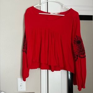 Mi Ami Red Long Sleeve Blouse